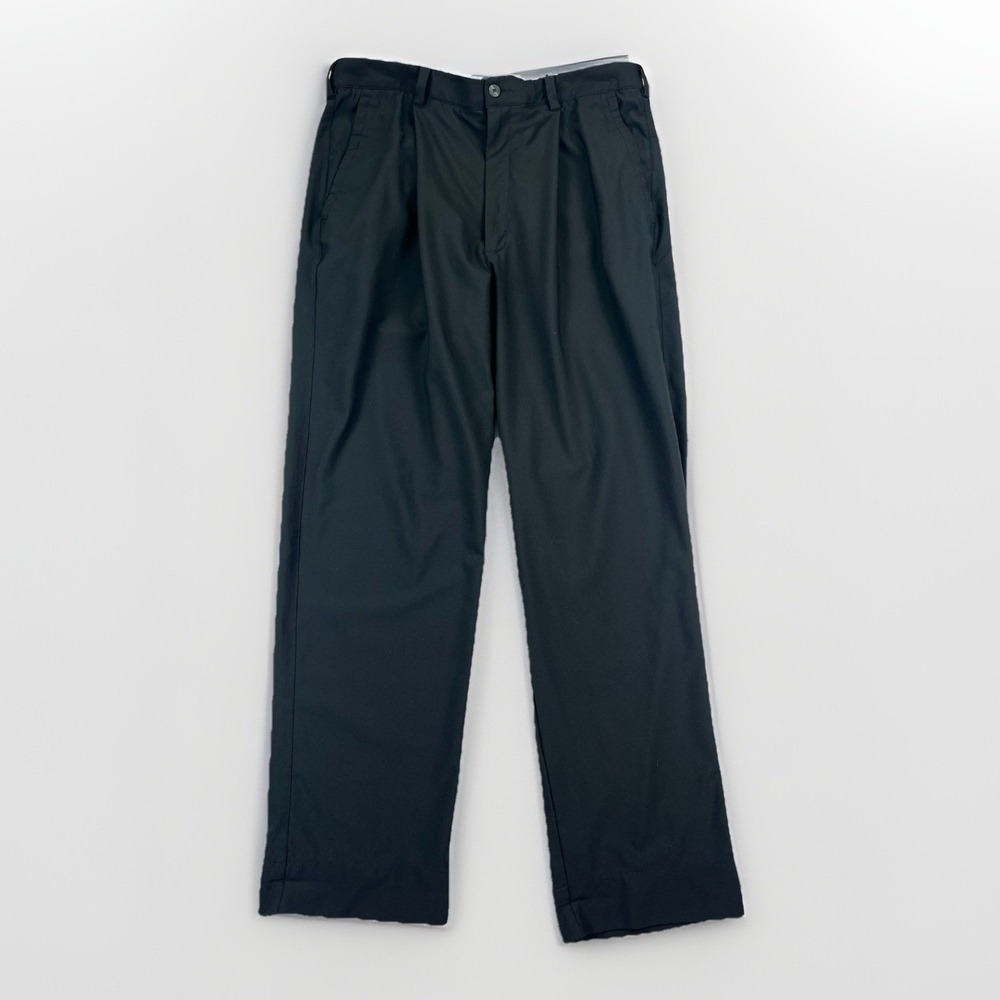 Nike Golf Dri-Fit Black Stretch Pants 36x30 (Actual 36x31) Mens Pleeted‎ Front